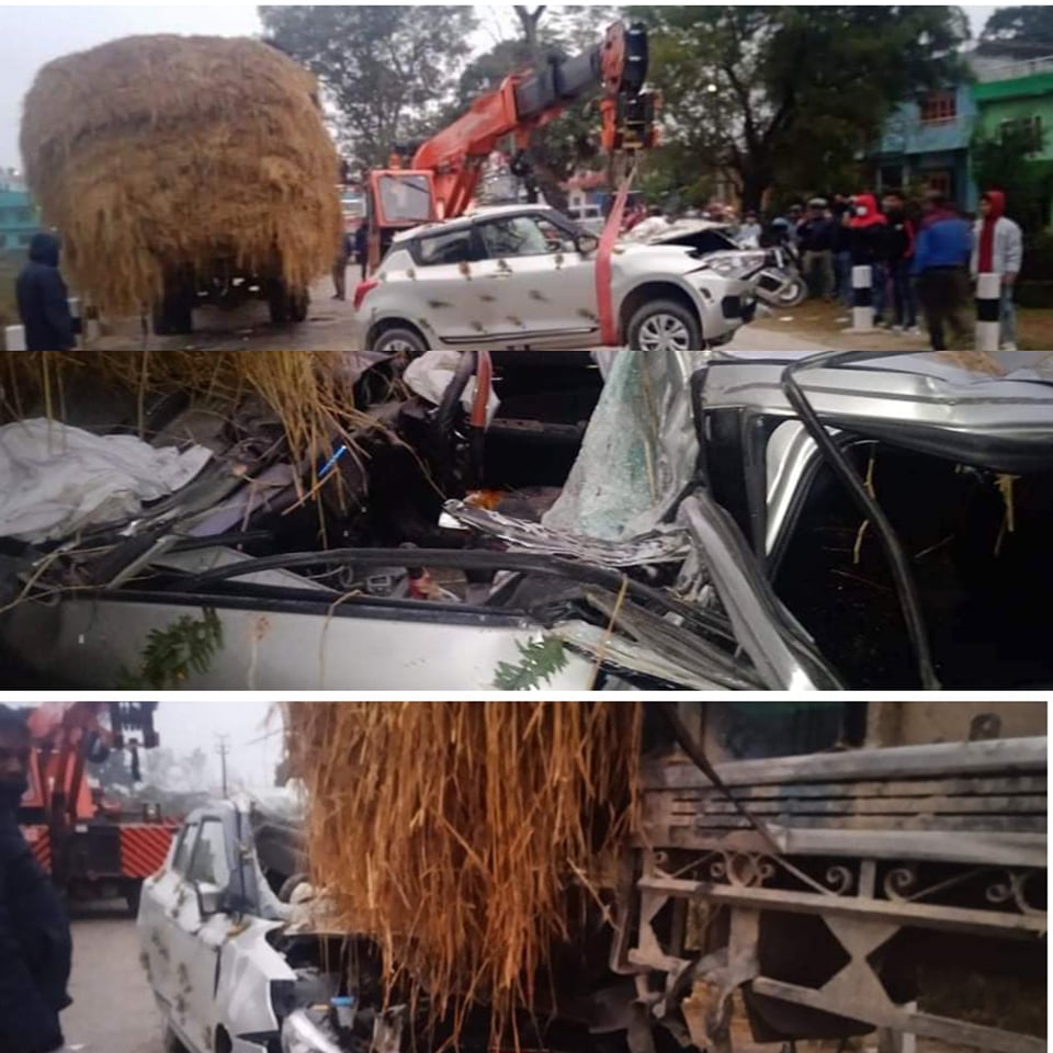 बुटवल तामनगरमा ट्रकमा कार ठोक्किंदा ३ को मृत्यु २ जना घाइते